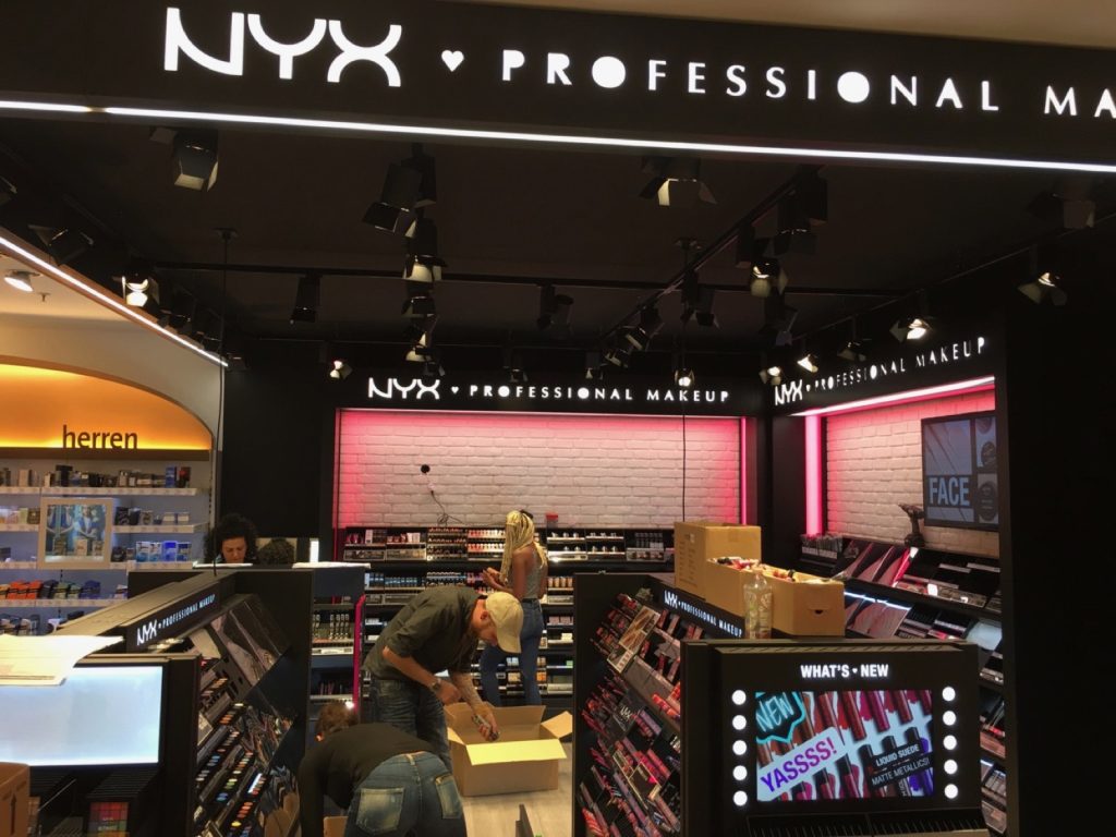 NYX Professional Makeup shop-in-shop installed by WRS in a department store
